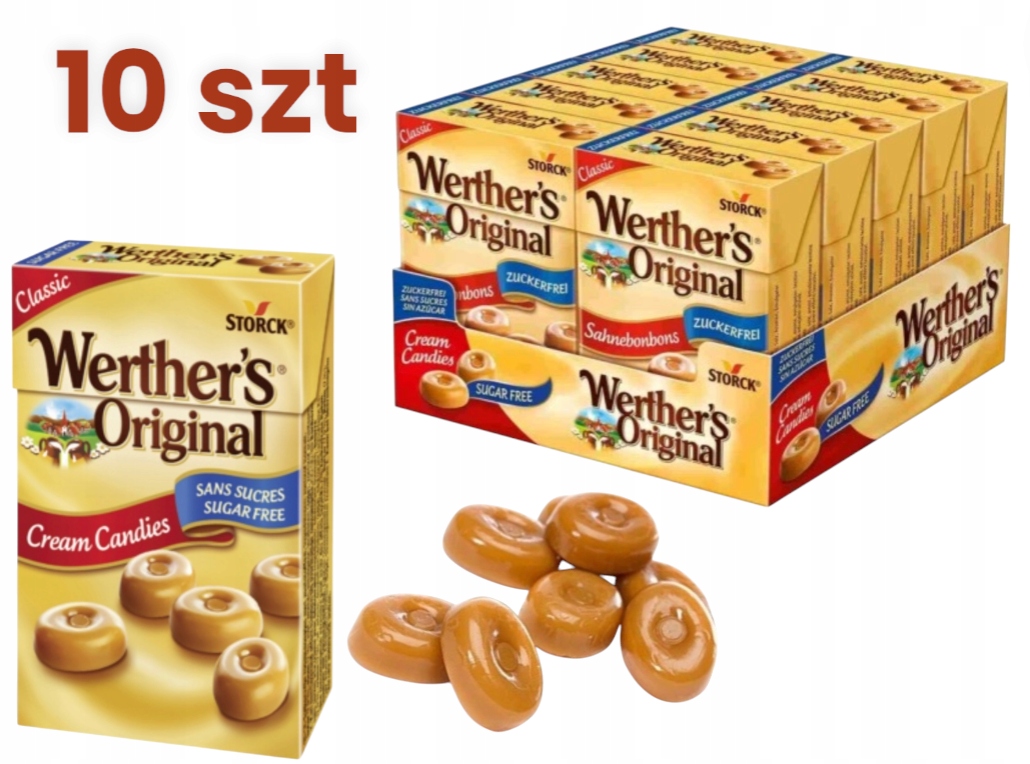 Werther"s Original bez cukru Cukierki Draże śmietankowe 42g mleczne