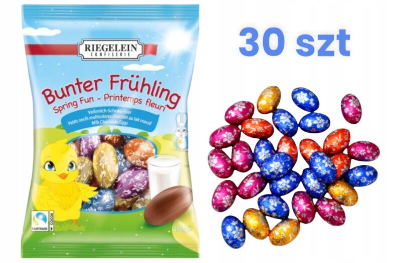 Riegelein Czekoladowe Jajeczka Mleczne Mix kolorów Jajka Wielkanoc 200g DE