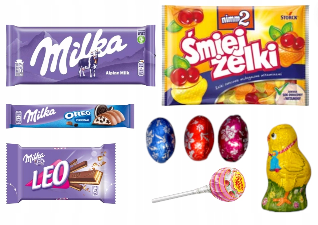 ŚWIĘTA zestaw Paczka słodyczy Milka słodycze Wielkanoc kurczak zajączek