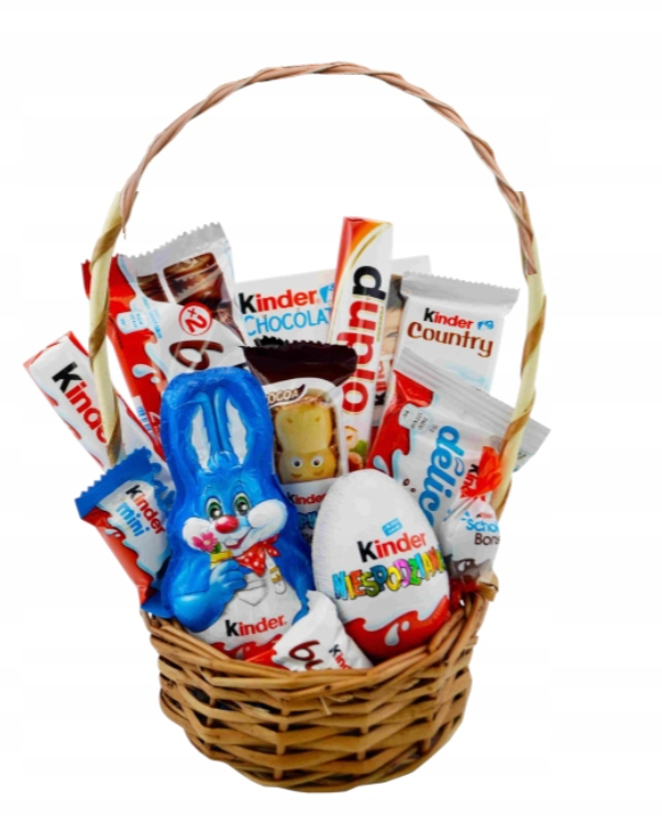 Zestaw Wielkanocny koszyk Kinder Jajko Królik Słodycze Święta Wielkanoc
