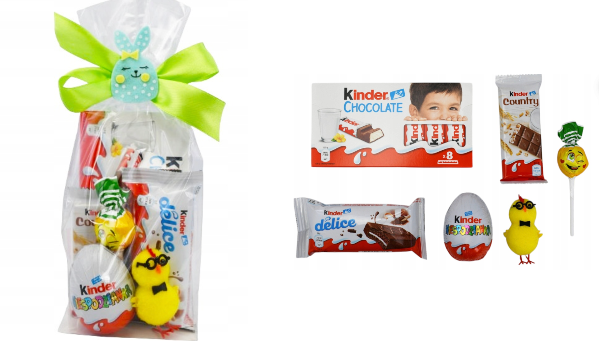 Zestaw jajko Paczka Kinder Kurczak Wielkanoc zając