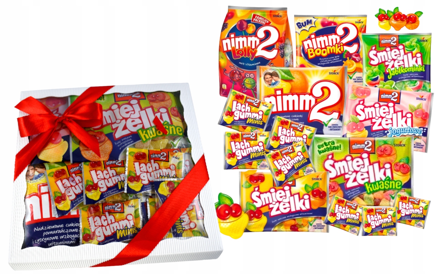 Zestaw żelków Prezentowy w pudełku Słodycze ŻELKI Haribo Nimm2 Trolli mini