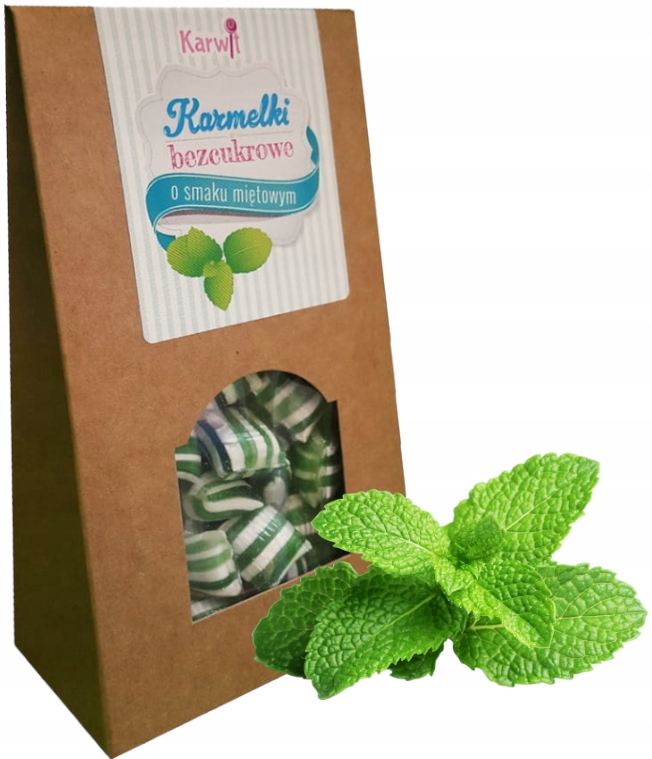 Karwit Karmelki Bezcukrowe Miętowe Cukierki Mięta Bez cukru owocowe 120g