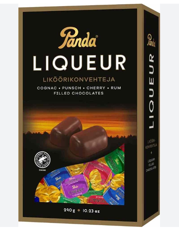 Cukierki czekoladowe likierem Panda wódka Likierki Pralinki 290g alkoholem