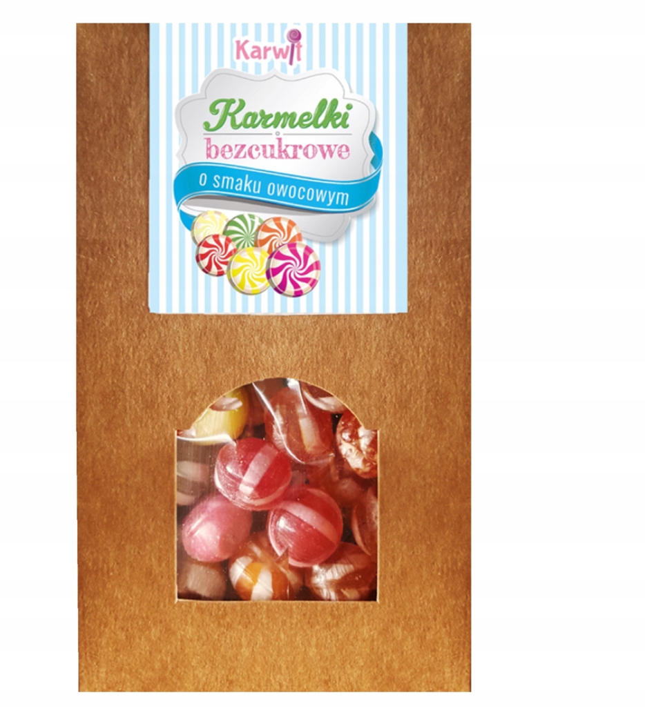 Karwit Karmelki Bezcukrowe owocowym Cukierki Bez cukru owocowe 120g cukrzyków diabetyków