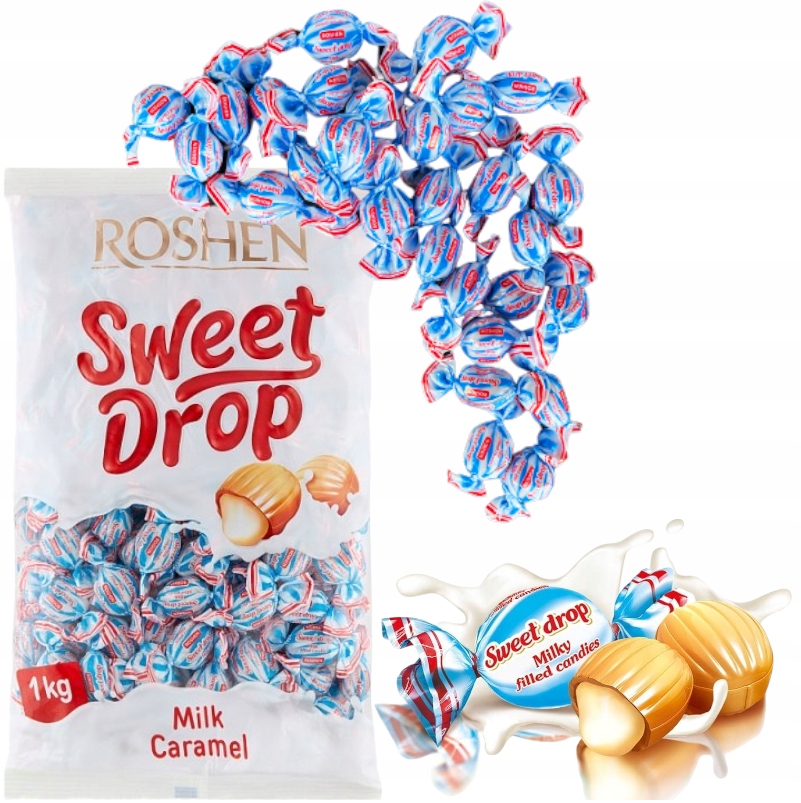 Roshen Sweet Drop Cukierki Karmelki z Nadzieniem Mlecznym 1 kg nadziewane