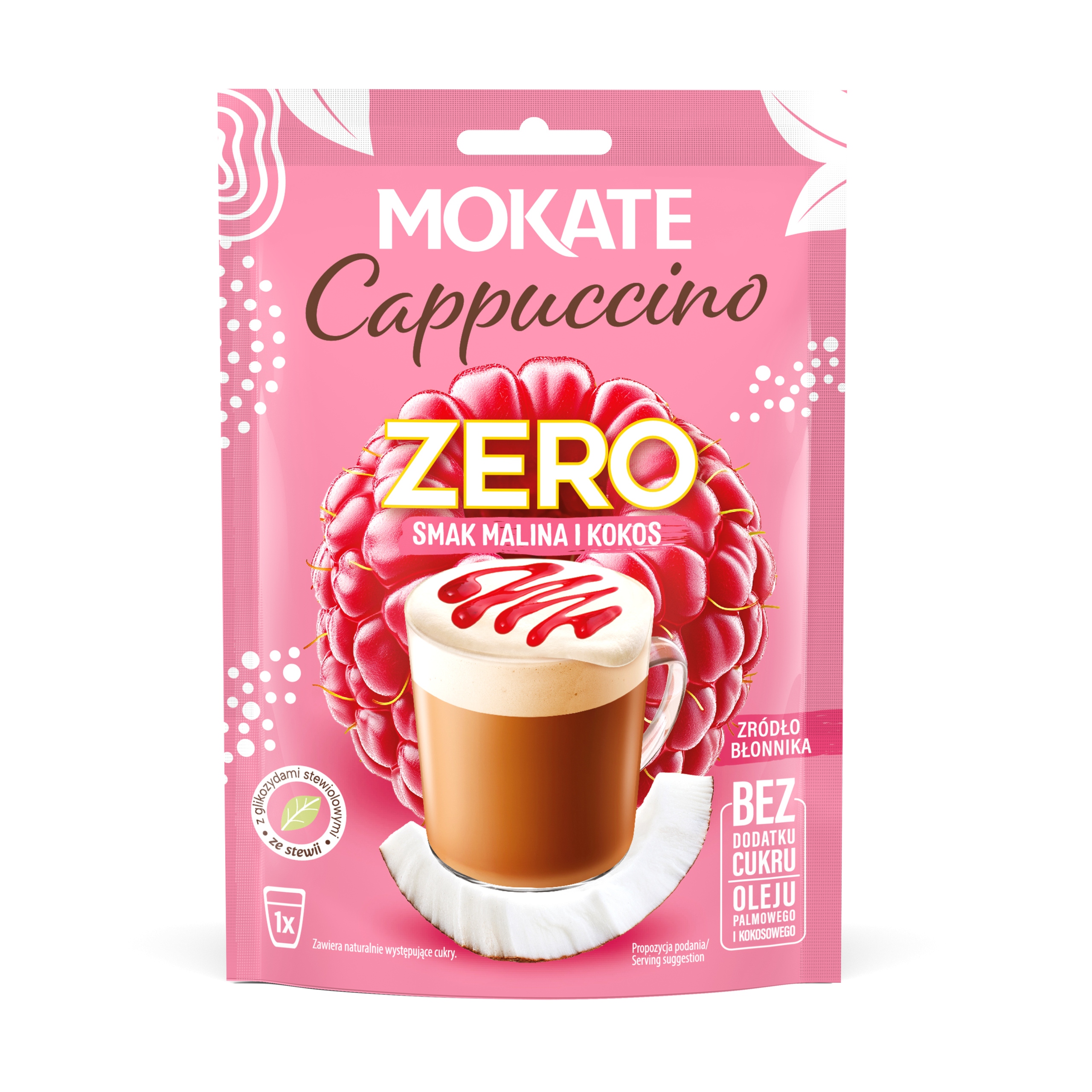 Mokate Cappuccino Zero Kawa Rozpuszczalna Napój Malina Kokos Bez Cukru 20g