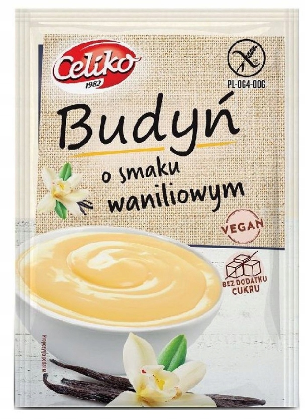 Celiko Budyń o smaku Waniliowym Wanilia Wegański W Proszku Bez Cukru 40g