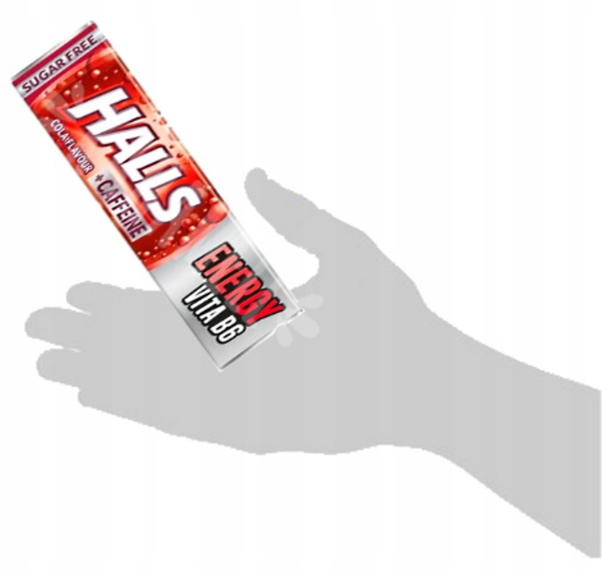 Halls Energy bez cukru Cukierki o smaku Coli Z Kofeiną Cola Bezcukrowe 32g