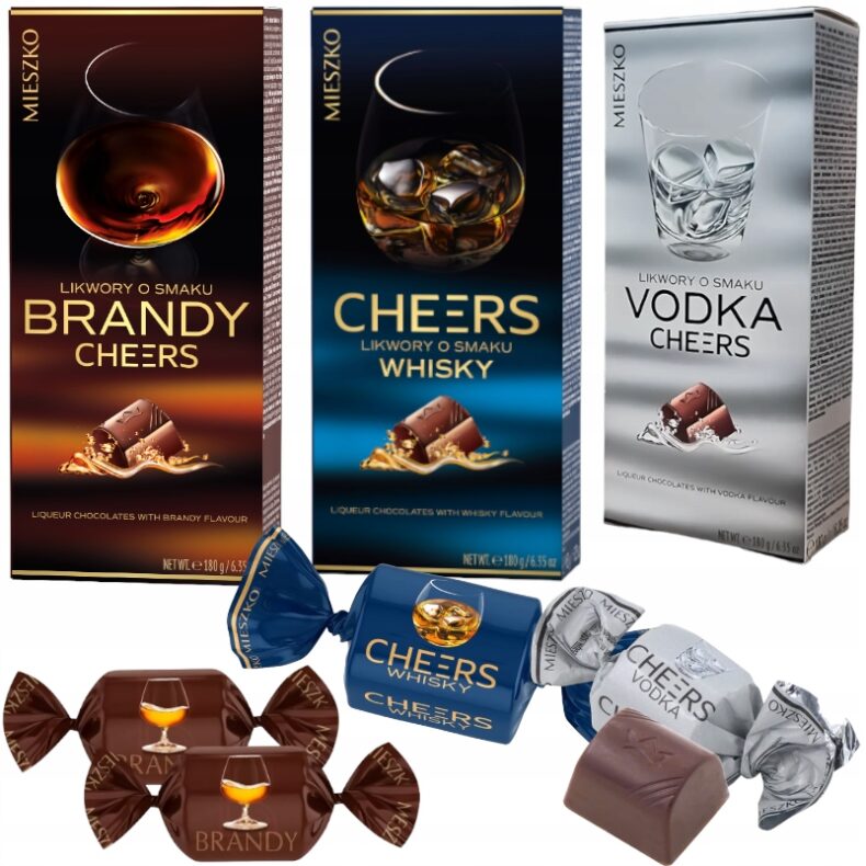 Mieszko Cheers Zestaw Taty Likwory Brandy Wódka Whisky Dzień Ojca 3x180g