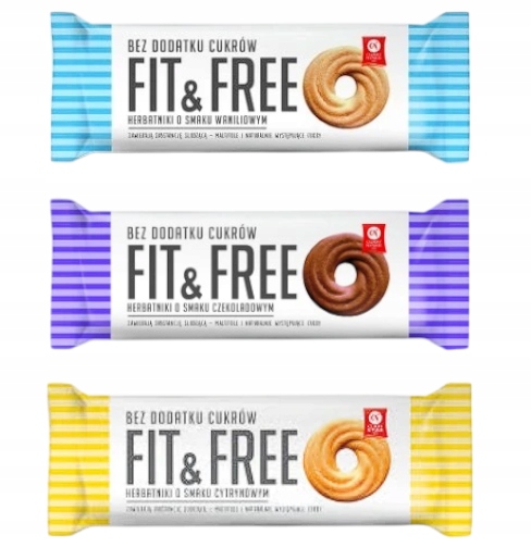Fit & Free Cukry Nyskie Ciastka Bez cukru 3x120g cukrzyków diabetyków