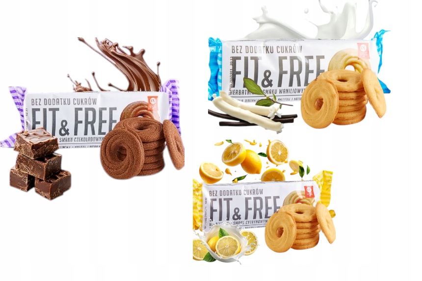Fit & Free Cukry Nyskie Ciastka Bez cukru 3x120g cukrzyków diabetyków