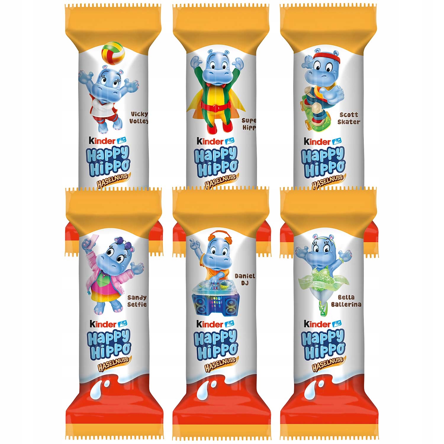 Batoniki Kinder Happy Hippo orzechowe 28 szt hipcie wafelek białe orzechowe