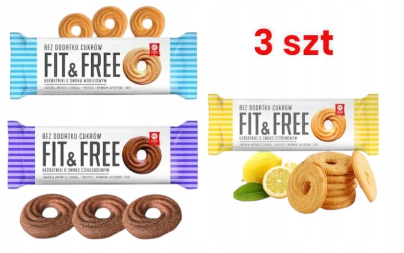 Fit & Free Cukry Nyskie Ciastka Bez cukru 3x120g cukrzyków diabetyków