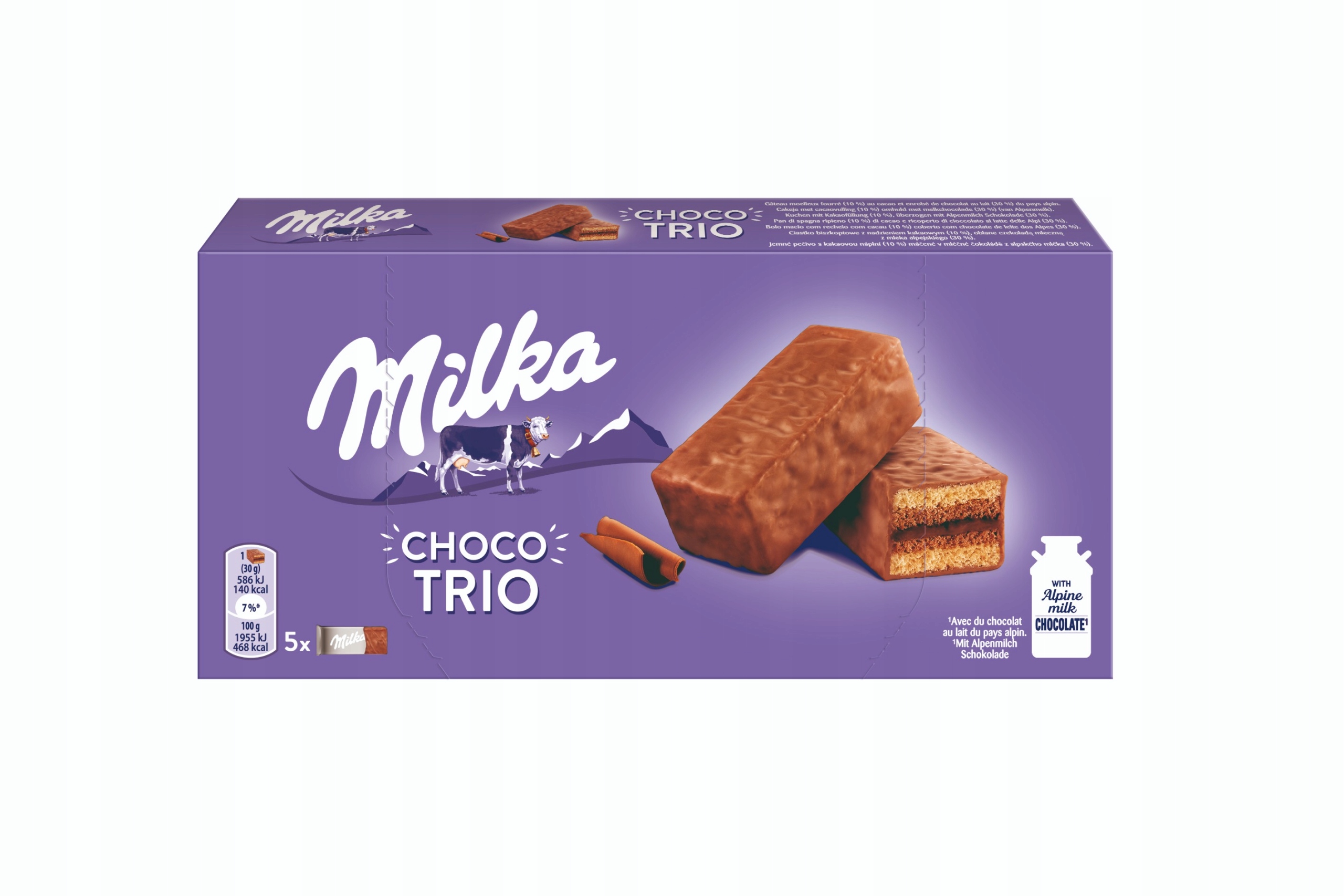 Milka Choco Trio Ciastka Biszkopty W Czekoladzie Kakaowe Mleczne 5x30g
