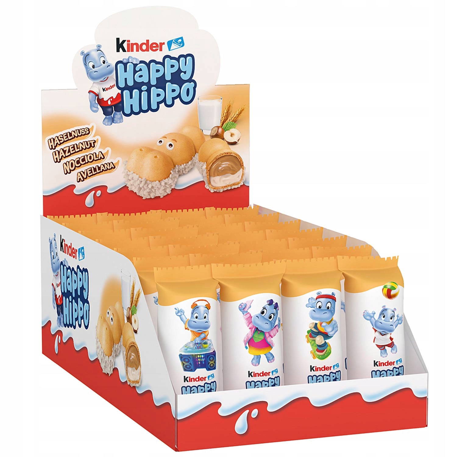 Batoniki Kinder Happy Hippo orzechowe 28 szt hipcie wafelek białe orzechowe