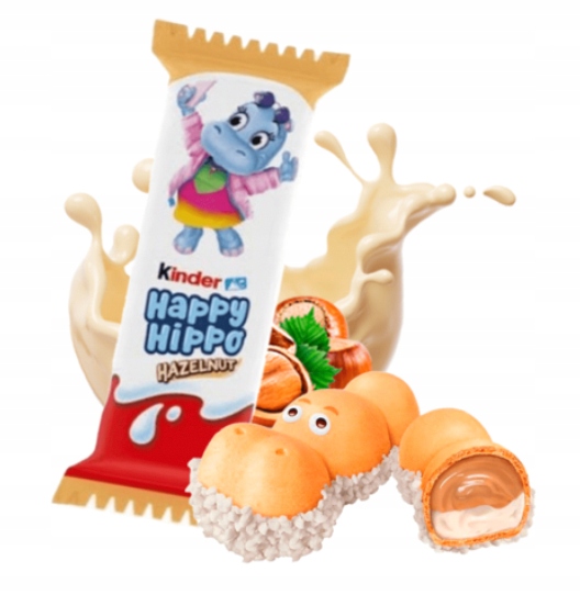 Batoniki Kinder Happy Hippo orzechowe 28 szt hipcie wafelek białe orzechowe