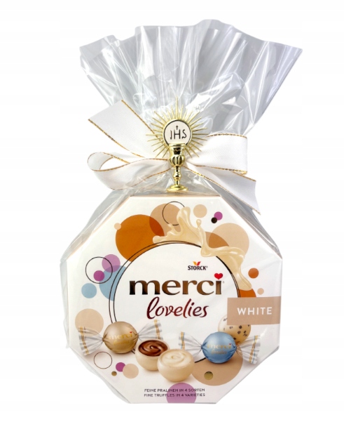 Bombonierka Praliny Merci Lovelies White Dla dziecka Pierwsza komunia 185g