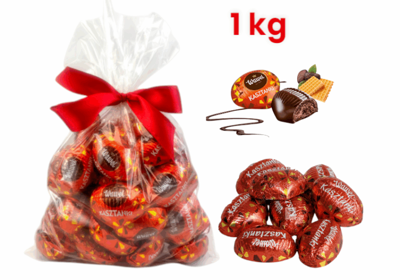 Cukierki Czekoladki Kakaowe z Wafelkami Kasztanki Wawel 1 kg pomadki z wafelkami