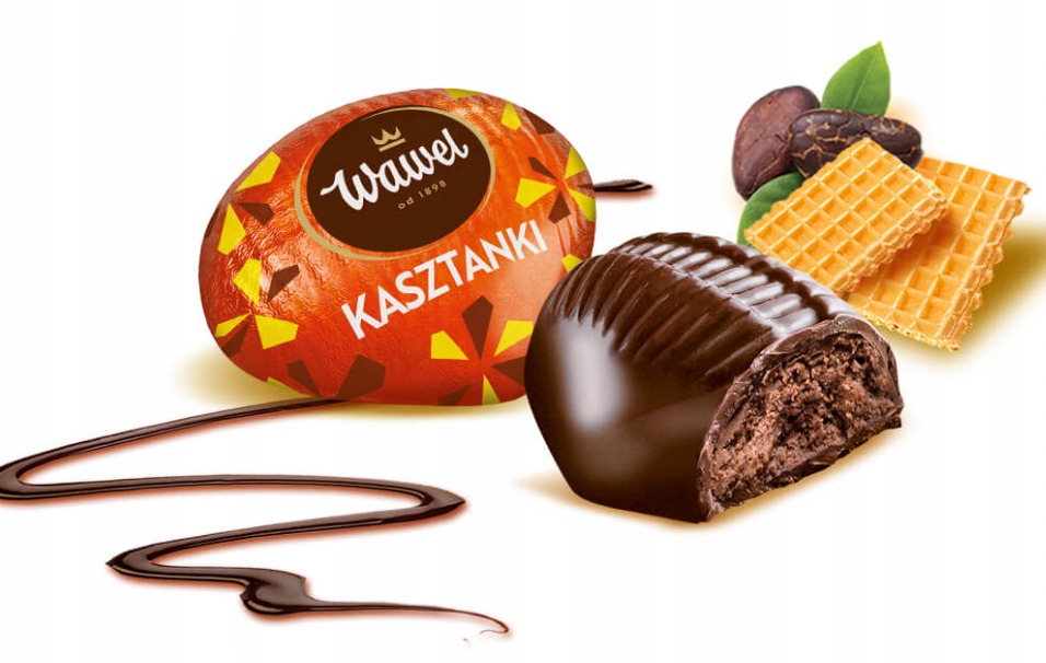 Cukierki Czekoladki Kakaowe z Wafelkami Kasztanki Wawel 1 kg pomadki z wafelkami