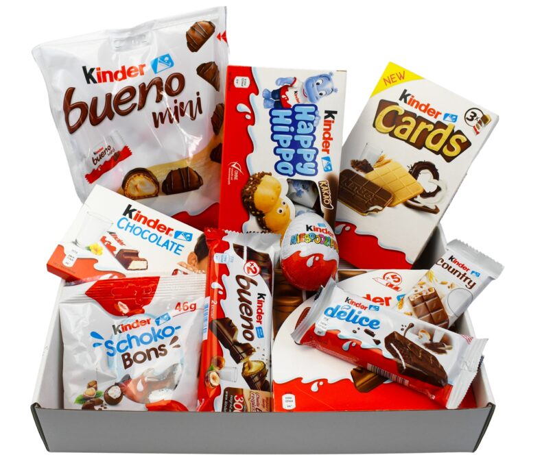 Kosz Prezentowy Kinder Jajko Czekolada Prezent w pudełku paczka Mikołaj ŚWIĘTA