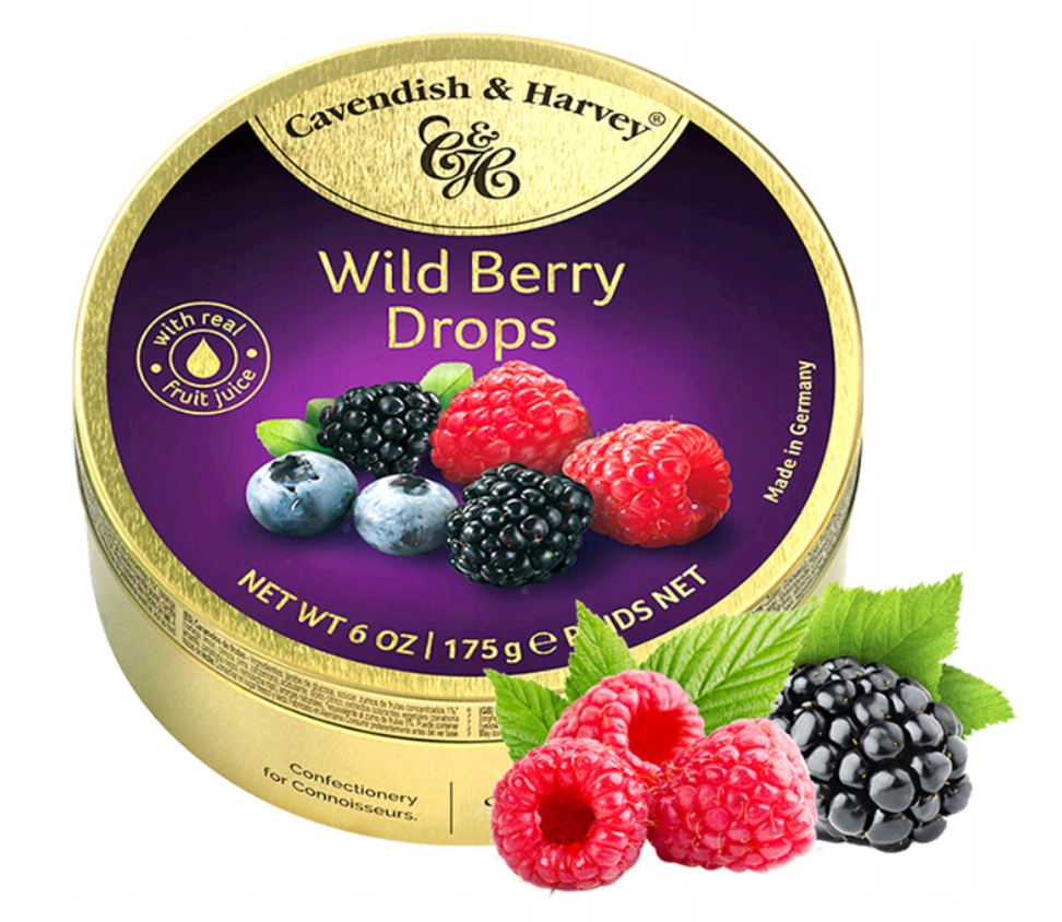 Cukierki Cavendish & Harvey Wild Berry Drops Landrynki Dzika Jagoda 175g DE