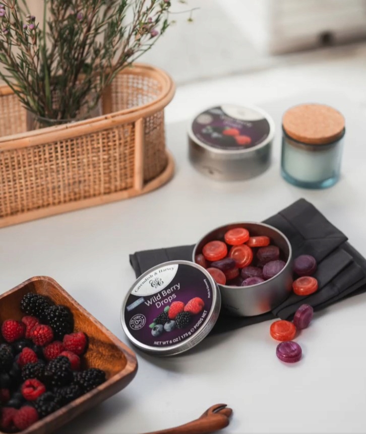 Cavendish Cukierki bez cukru LANDRYNKI Wild Berry owoce leśne Dropsy 175G w puszce