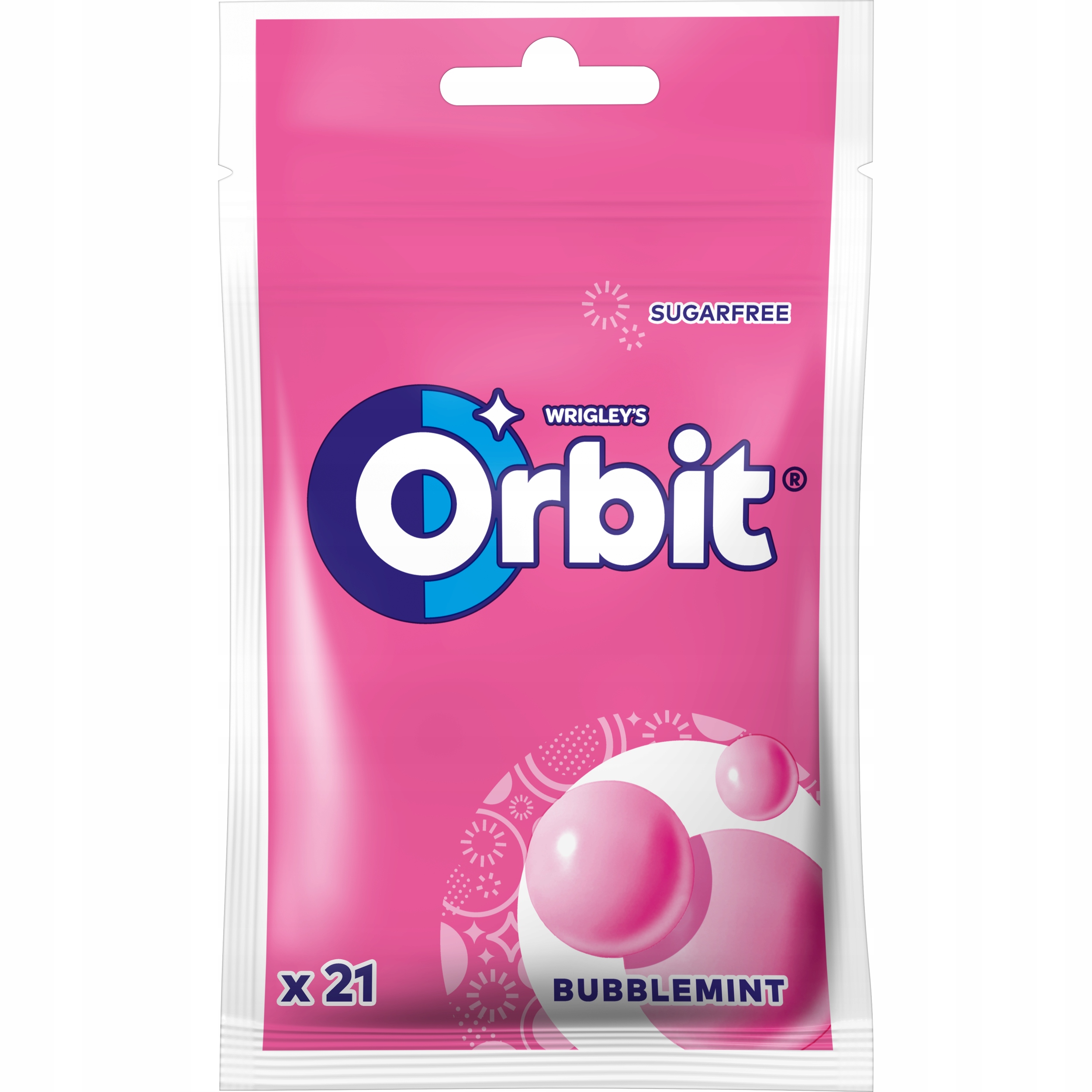 Orbit Bubblemint Gumy do żucia Guma Balonowa Mięta Miętowe Bez Cukru 29g