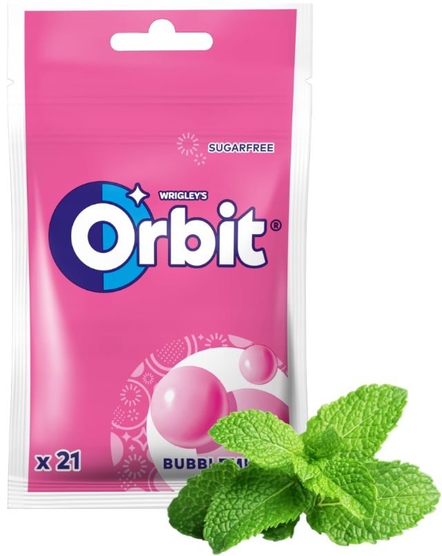 Orbit Bubblemint Gumy do żucia Guma Balonowa Mięta Miętowe Bez Cukru 29g