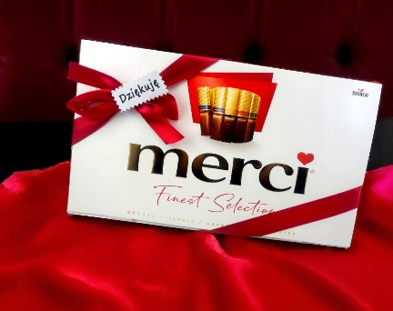 Podziękowanie Bombonierka Merci 400g Storck prezent czekoladki dziękuję
