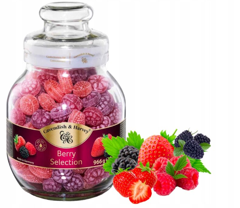 Cukierki Cavendish Landrynki Owocowe Owoce Leśne Malina w słoiku 966g DE