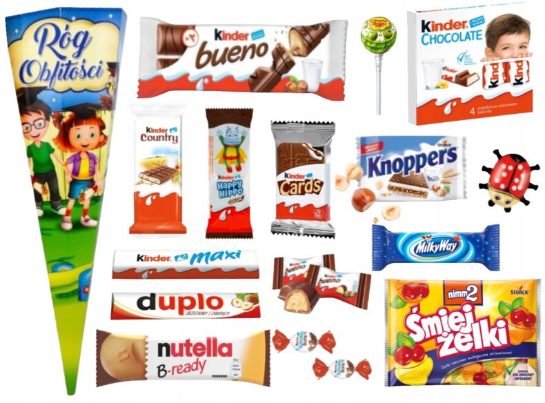 Tyta Róg Obfitości Zestaw Słodycze Kinder 37cm rozpoczęcie roku Prezent dzieci pasowanie