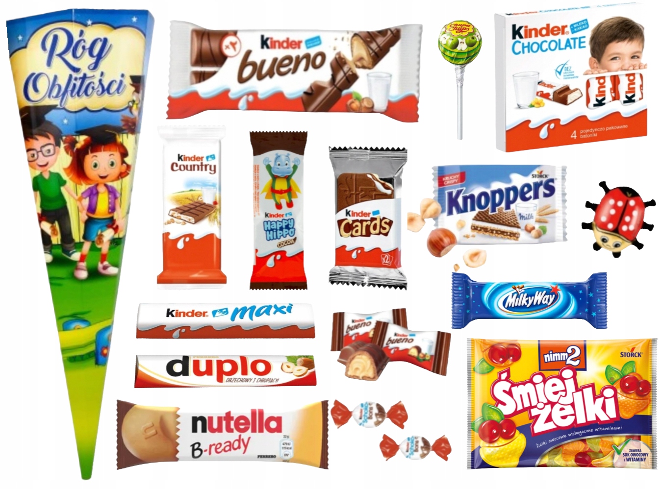 Tyta Róg Obfitości Zestaw Słodycze Kinder 37cm rozpoczęcie roku Prezent dzieci pasowanie