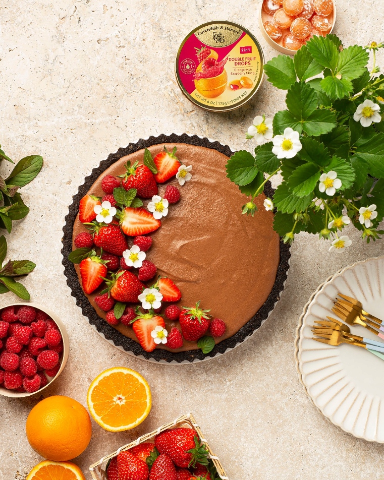 Cukierki Cavendish Drops double Malina Pomarańcza Landrynki Nadziewane 175g DE