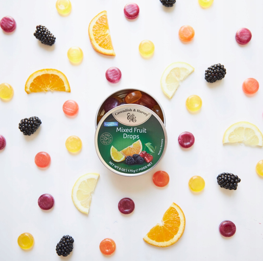 Cukierki Cavendish Mixed Fruit Drops Landrynki Owocowe Bez cukru 175g DE