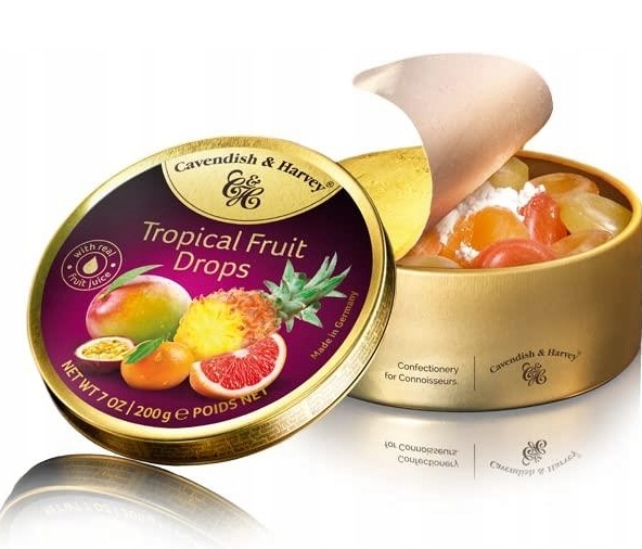 Cukierki Cavendish Tropical Fruit Landrynki Owocowe w puszce Mix 200g DE