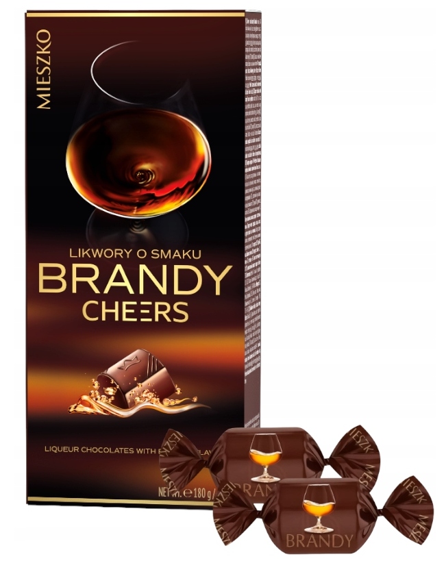 Mieszko Cheers Likwory taty prezent Brandy Czekoladki Praliny Bombonierka 180g