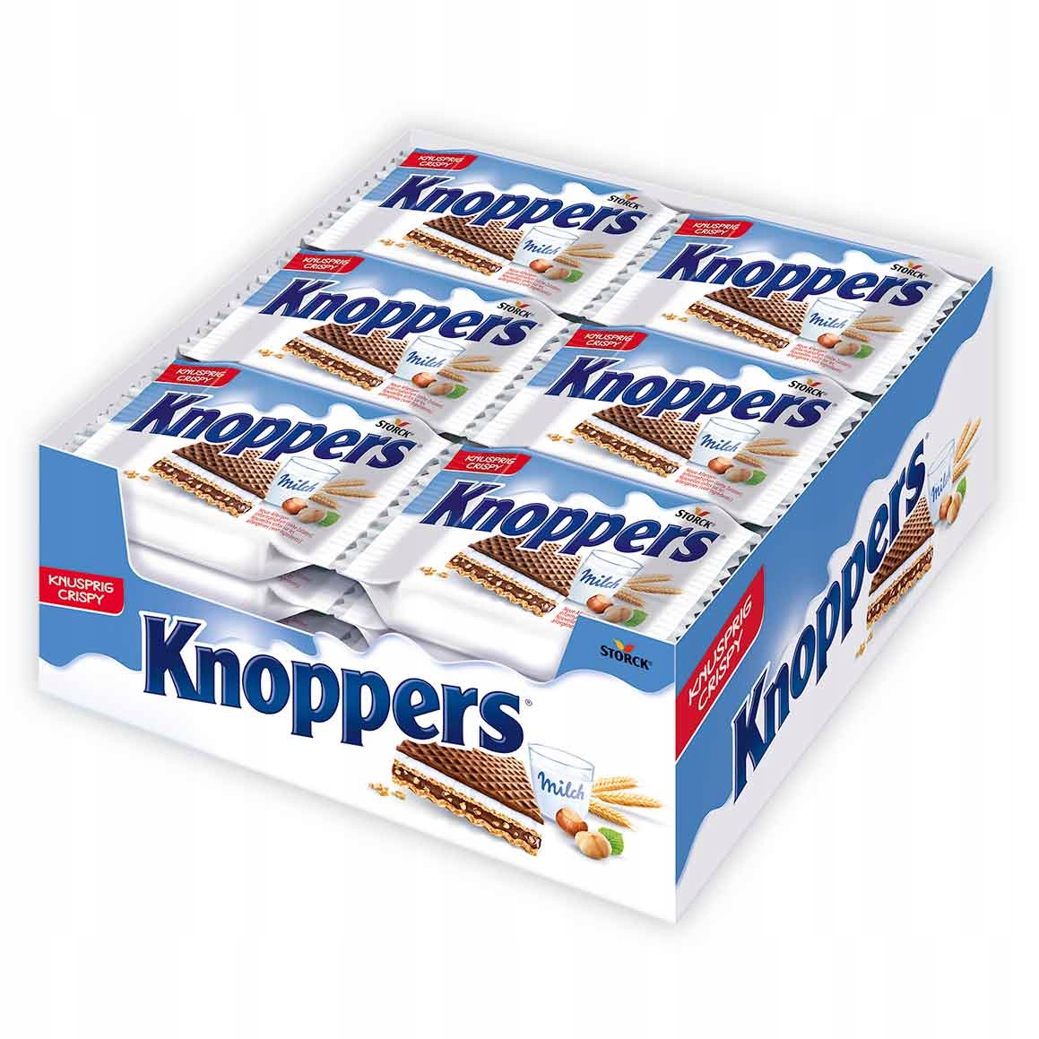 Wafle Knoppers Baton Orzechowy Kakaowe Wafelki Storck Nadziewane 25gx24