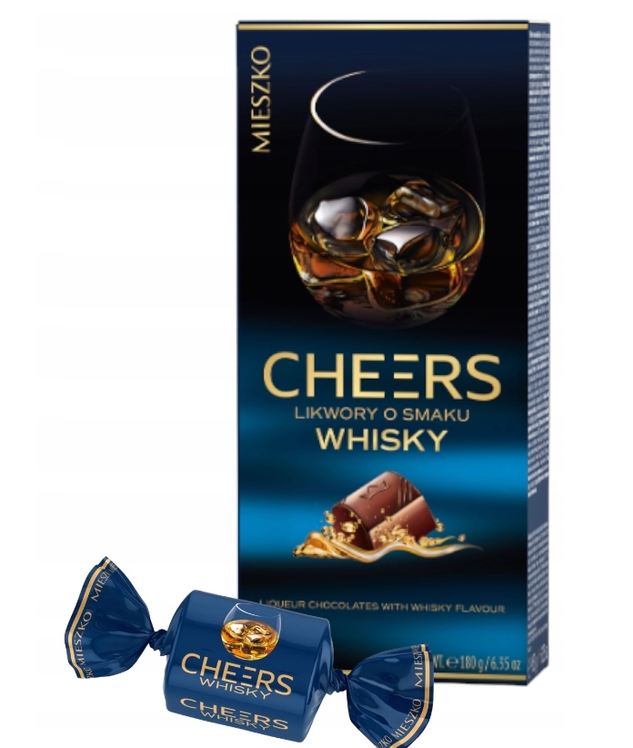 Mieszko Cheers Likwory dzień taty ojca Whisky Bombonierka Czekoladki 180g