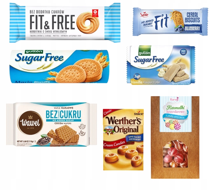Bez Cukru Paczka Słodycze fit cukierki Słodyczy diabetyków cukrzyków zestaw