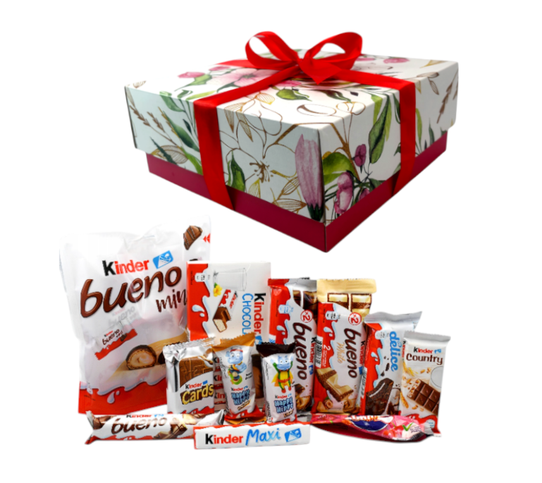 Kosz Słodycze KINDER Prezent PACZKA urodziny Mikołaj Dla dzieci pudełko