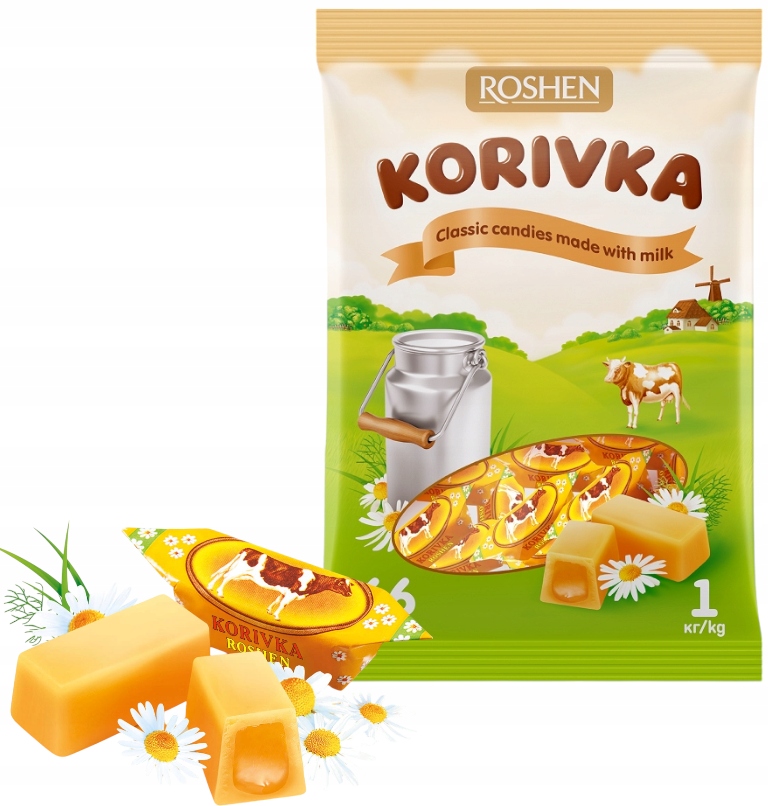 Krówki Mleczne Roshen Krówka Klasyczne Cukierki Nadziewane Śmietankowe 300g