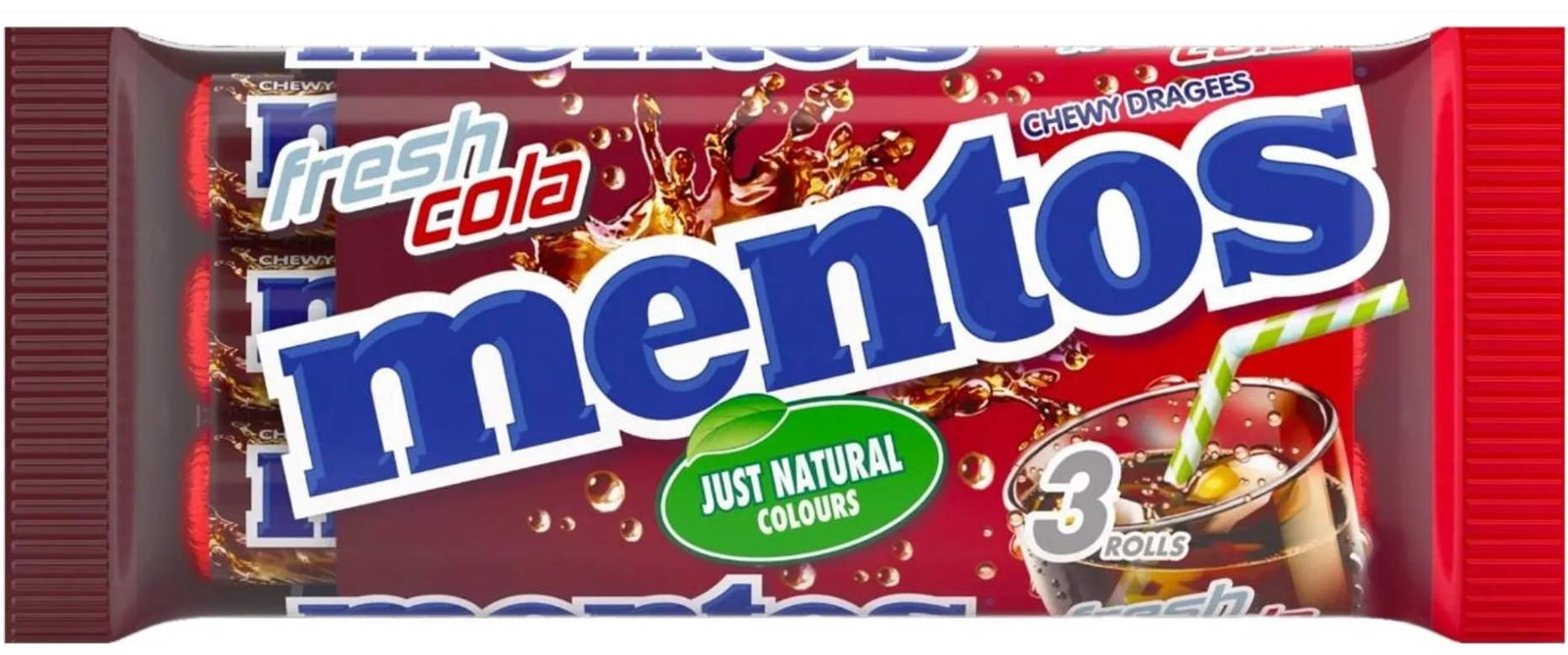 Mentos Draże Cukierki Fresh Cola Gumy Rozpuszczalne Wegańskie Coli 3x37,5g dropsy