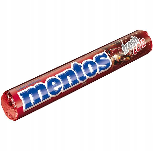 Mentos Draże Cukierki Fresh Cola Gumy Rozpuszczalne o smaku Coli 37,5g dzieci dropsy mentosy