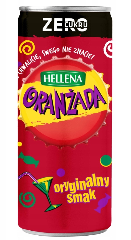 Hellena Oranżada Zero Napój Gazowany Bez Cukru w Puszce 12x0.25ml puszka