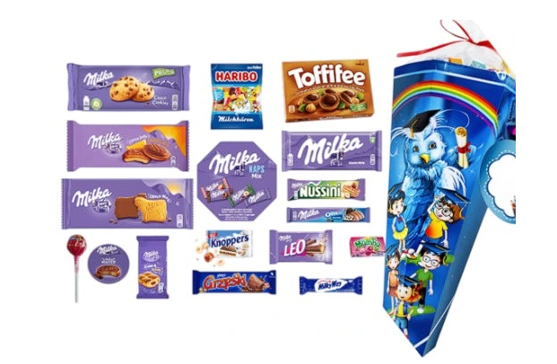 Róg obfitości Milka Tyta na rozpoczęcie roku SZKOLNGO PIRWSZOKLASISTY PRZEDSZKOLAKA 60 cm