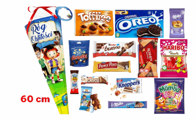 Róg obfitości Milka Tyta na pasowanie przedszkolaka 60 cm Pierwszoklasisty ucznia kinder