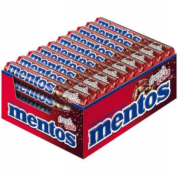 Mentos Draże Cukierki Fresh Cola Gumy Rozpuszczalne o smaku Coli 37,5g dzieci dropsy mentosy