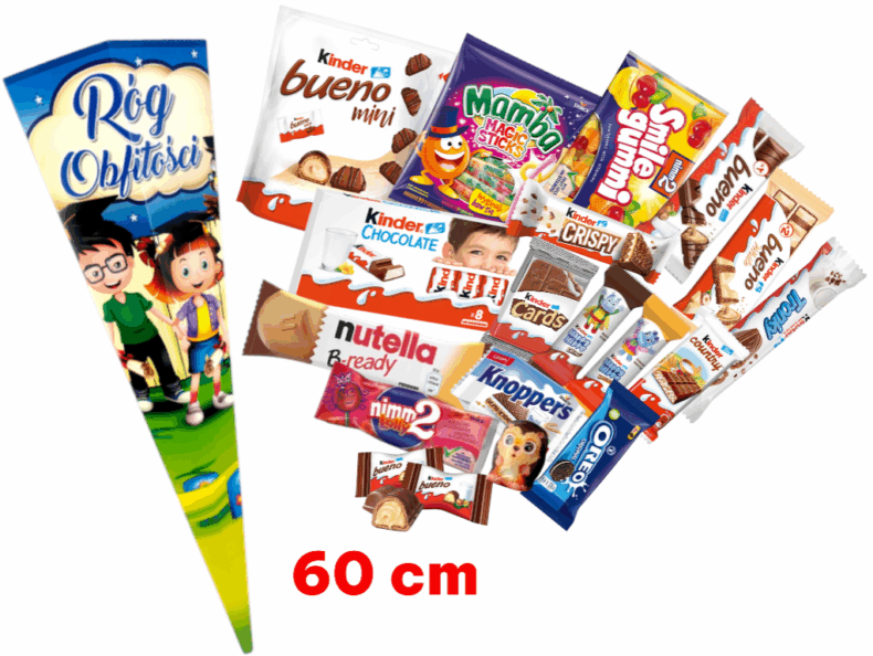 Kinder Tyta na rozpoczęcie roku szkolnego dla uczniów pierwszoklasisty pasowanie 60cm róg