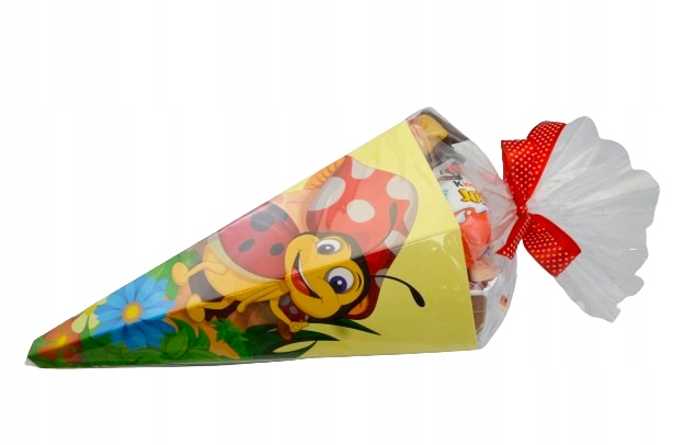 Zestaw Słodyczy Kinder Tyta Róg Obfitości 32cm ROZPOCZCIE ROKU SZKOLNEGO PIERWSZOLASISTY urodziny